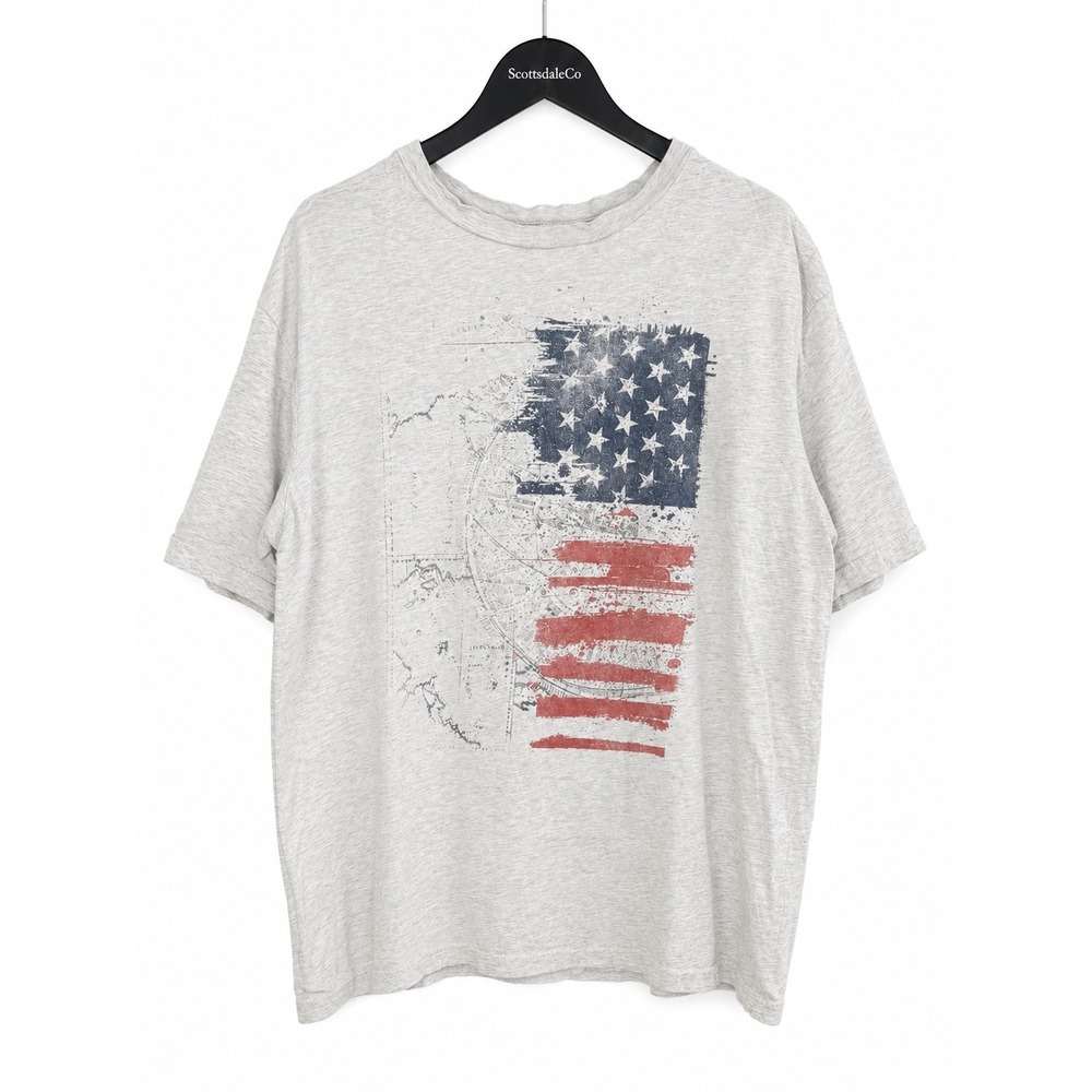 APT. 9 T Shirt Mens 2XLT Gray American Flag Graphic Patriotic Distressed USA Tee